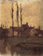 Piet Mondrian The houses beside the poplar trees oil painting picture wholesale